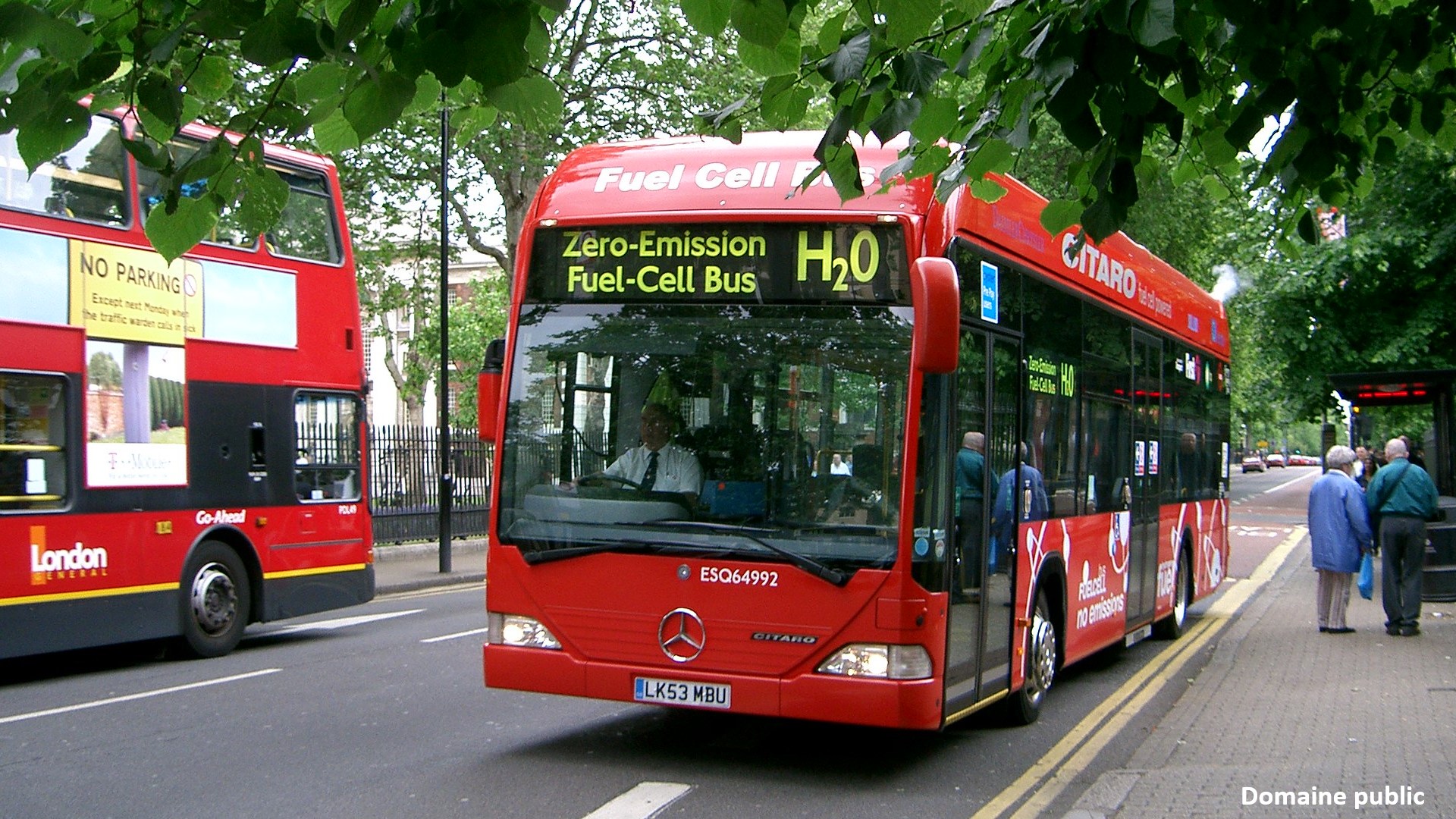 Hydrogen fuel cell bus, London, England.