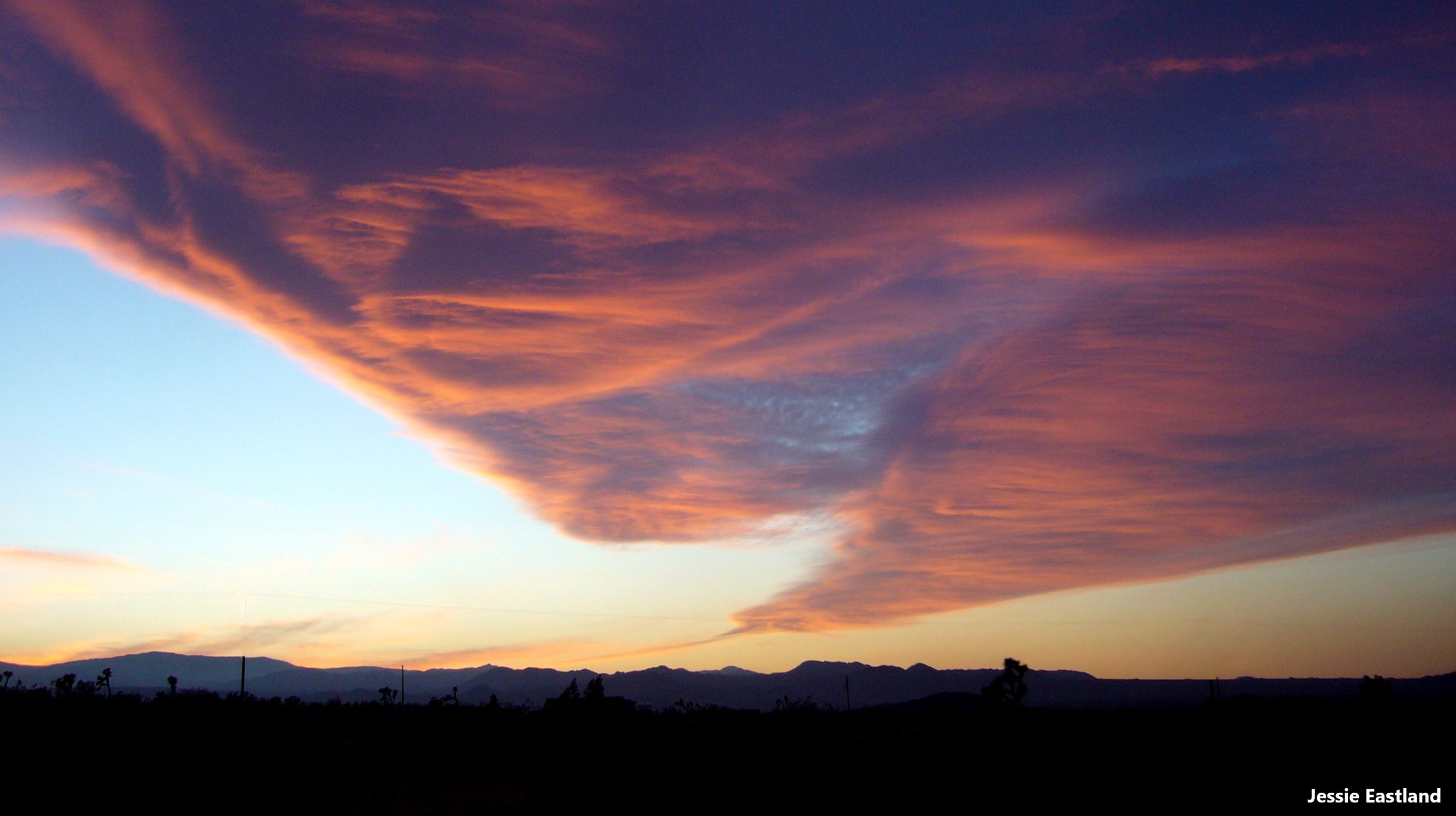 Orographic lift at evening Twilight Joshua Tree, California USA