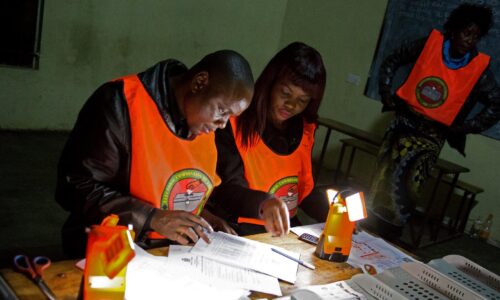 Zambia election workers during the February 24, 2015 presidential elections.