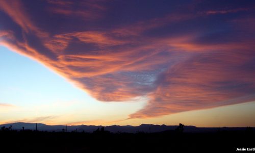 Orographic lift at evening Twilight Joshua Tree, California USA